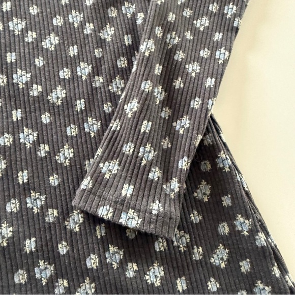 American Eagle-Long Sleeve-Floral-Shirt Dress-Button Front-Collar-Gray-Blue-XS - Picture 4 of 9